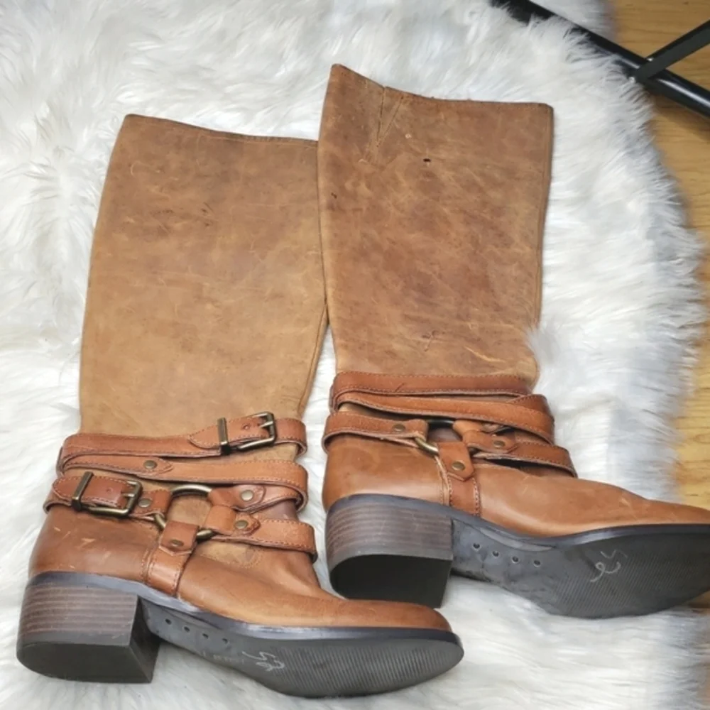 GB Distressed Leather Tall Riding boots